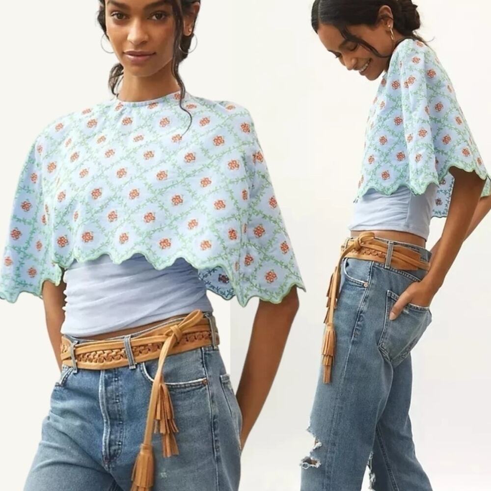 Anthropologie NWT Faraway embroidered cape fairy fairycore cottagecore floral OS